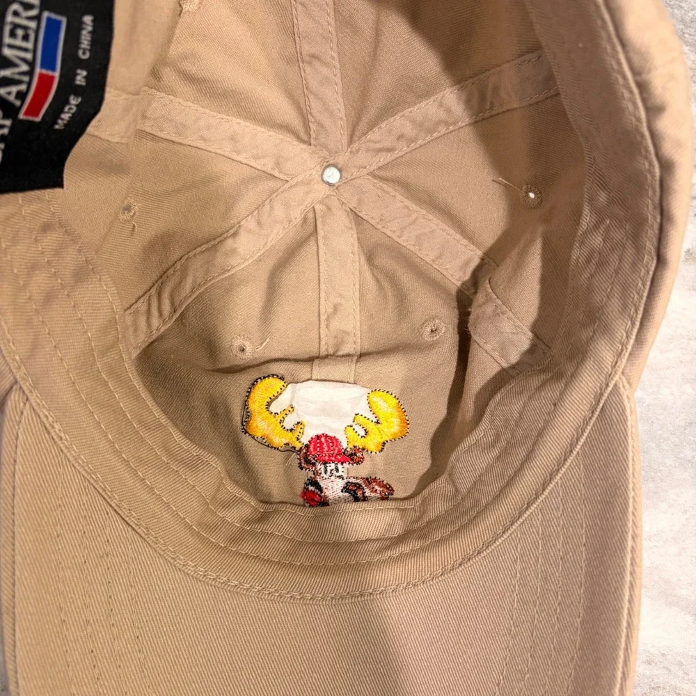 Cap America Moose Invitational Khaki Tan Baseball Hat Adjustable Strapback Cap